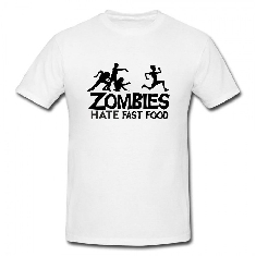 T-shirt męski Zombies Hate Fast Food biały